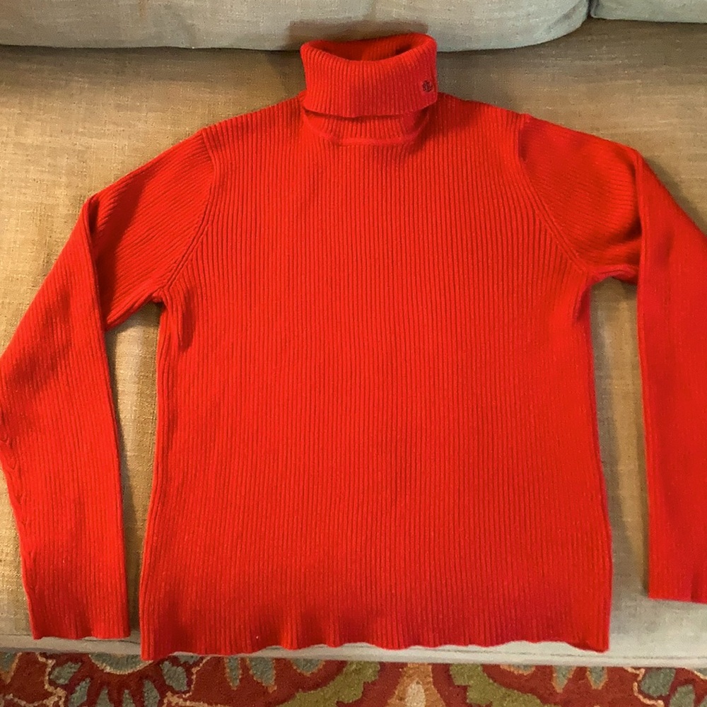 Lauren P/M Red ribbed turtleneck sweater